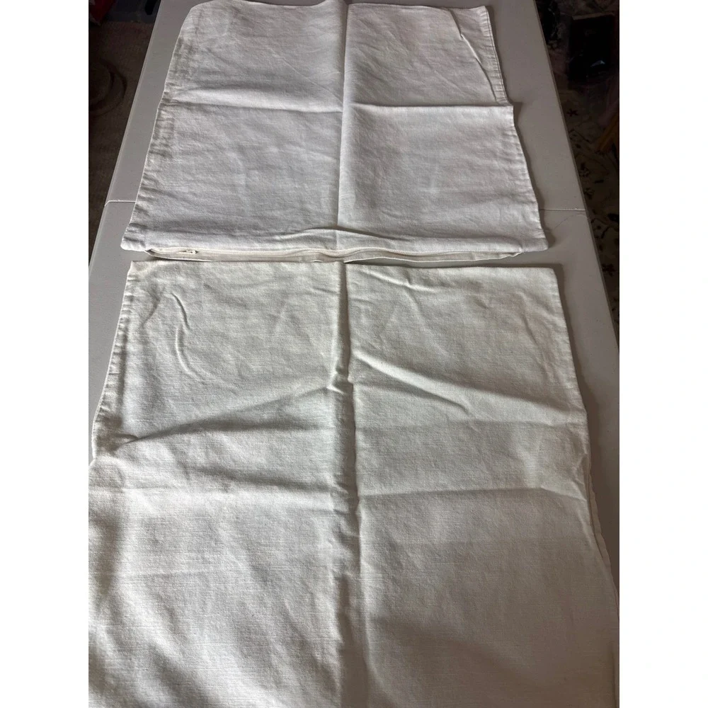 IKEA ROTFJARIL Butterfly Cushion Covers Set of 2 Green Cream 20x20 Ramie Cotton